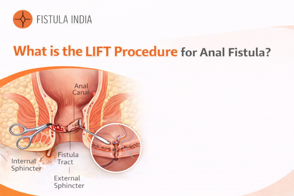 Illustration explaining the LIFT procedure for anal fistula treatment
